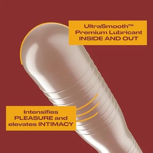 Trojan Ultra Ribbed Ecstasy Lubricated Condoms 26 Count | Dual Lubricant for Enhanced Sensation thumbnail 4
