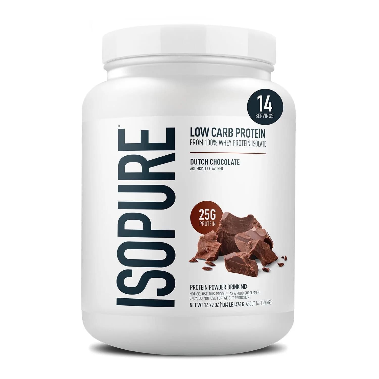 Isopure Low Carb Whey Protein Isolate Powder Dutch Chocolate, 1 Lb (454g) | 25g Protein Per Serving thumbnail 4