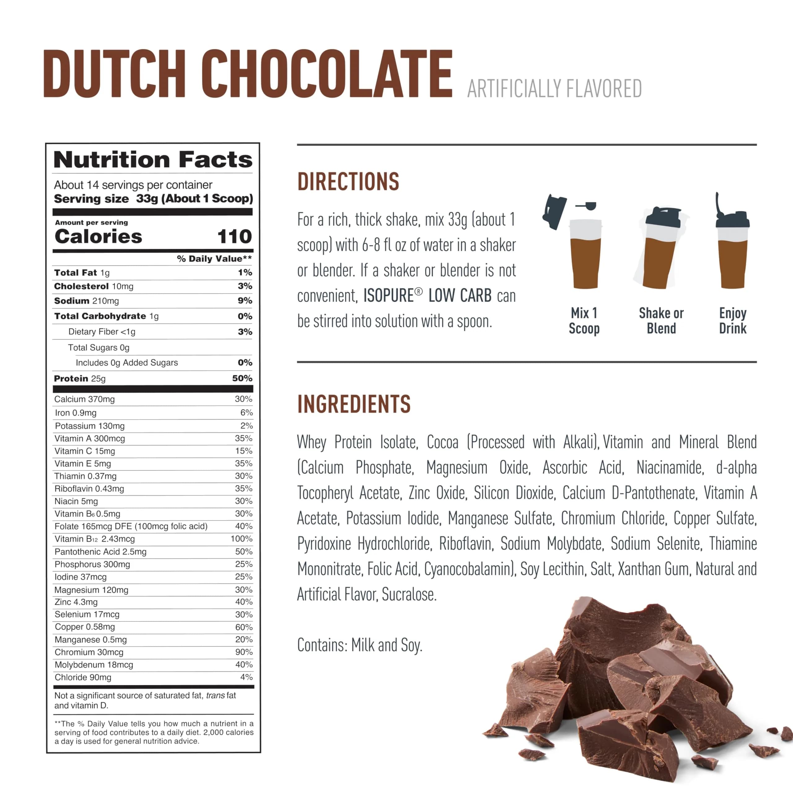 Isopure Low Carb Whey Protein Isolate Powder Dutch Chocolate, 1 Lb (454g) | 25g Protein Per Serving thumbnail 8