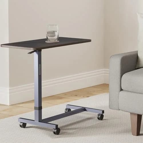 Essential Medical Supply Height Adjustable Overbed Table with Locking Wheels | Woodgrain Top for Adults & Seniors thumbnail 2