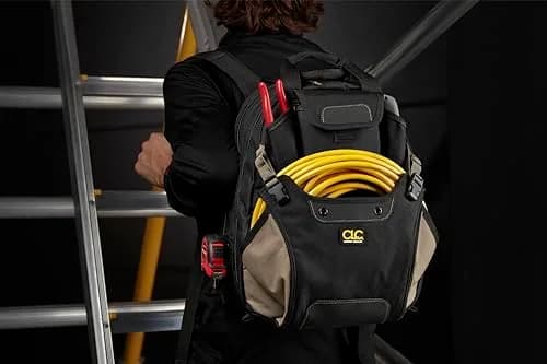 Custom Leathercraft 1134 Carpenter's Tool Backpack, 44 Pockets, Padded Back Support, Black thumbnail 6