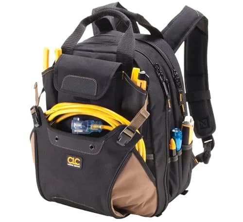 Custom Leathercraft 1134 Carpenter's Tool Backpack, 44 Pockets, Padded Back Support, Black thumbnail 2