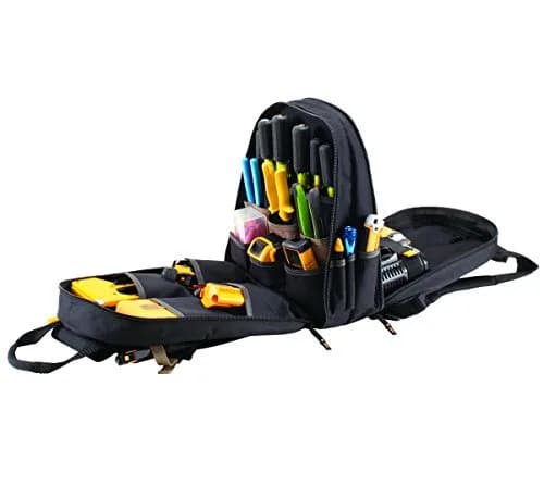 Custom Leathercraft 1134 Carpenter's Tool Backpack, 44 Pockets, Padded Back Support, Black thumbnail 3
