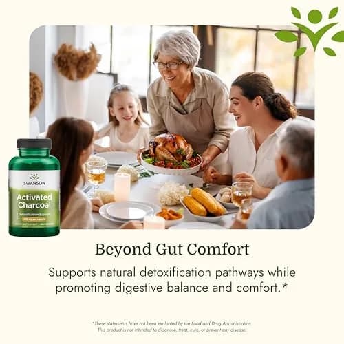 Swanson Activated Charcoal Digestive Support Supplement, 120 Count | Digestive & Bloating Relief thumbnail 5