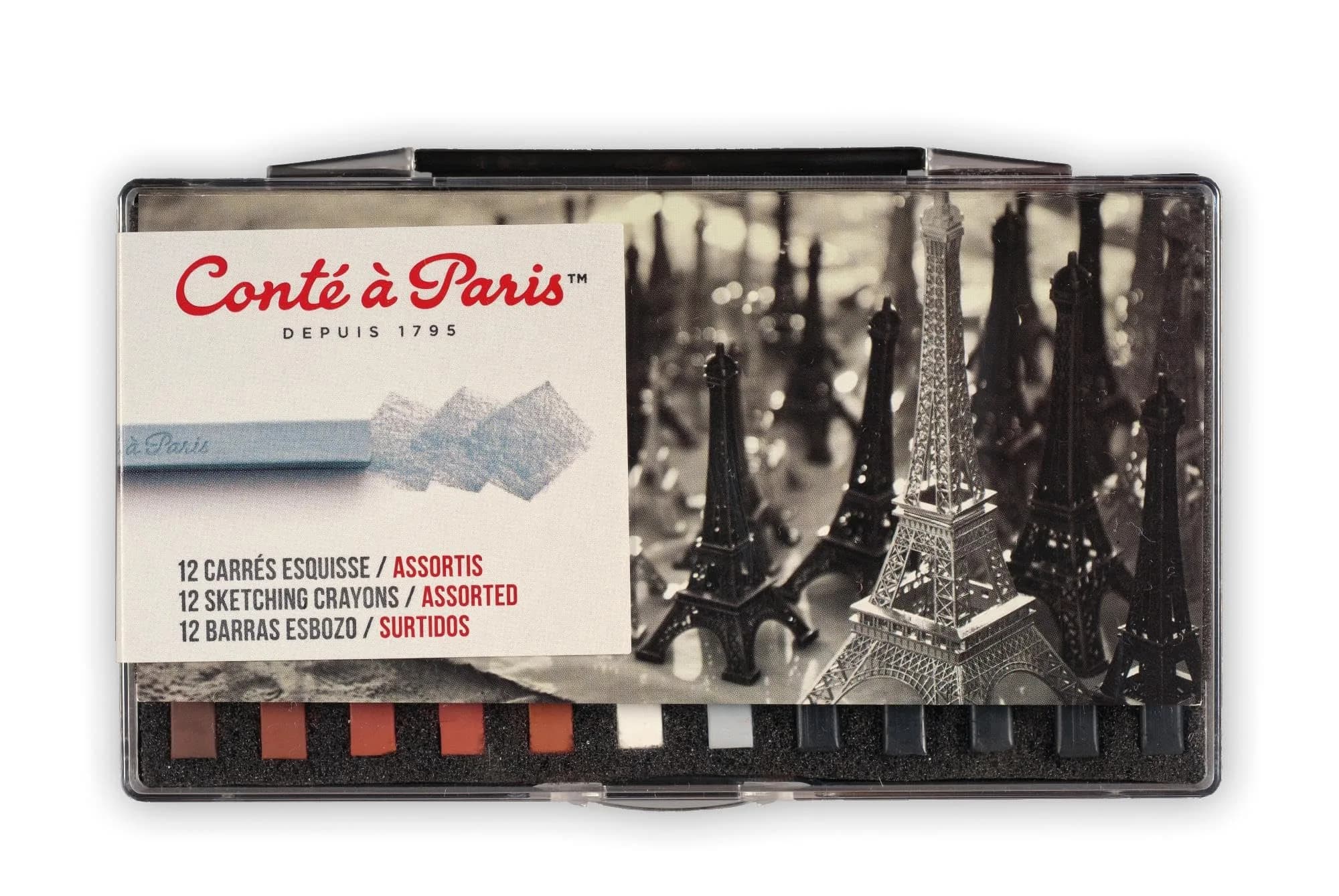 Conté à Paris Sketching Crayons Set with 12 Assorted Colors | Soft Pigments for Art & Drawing - main product image