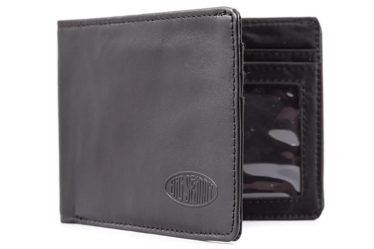 Big Skinny Men's Slimline Leather Bi-Fold Wallet | Holds Up to 25 Cards | 11.4 cm x 8.6 cm (4.5 x 3.38 Inches) - main product image