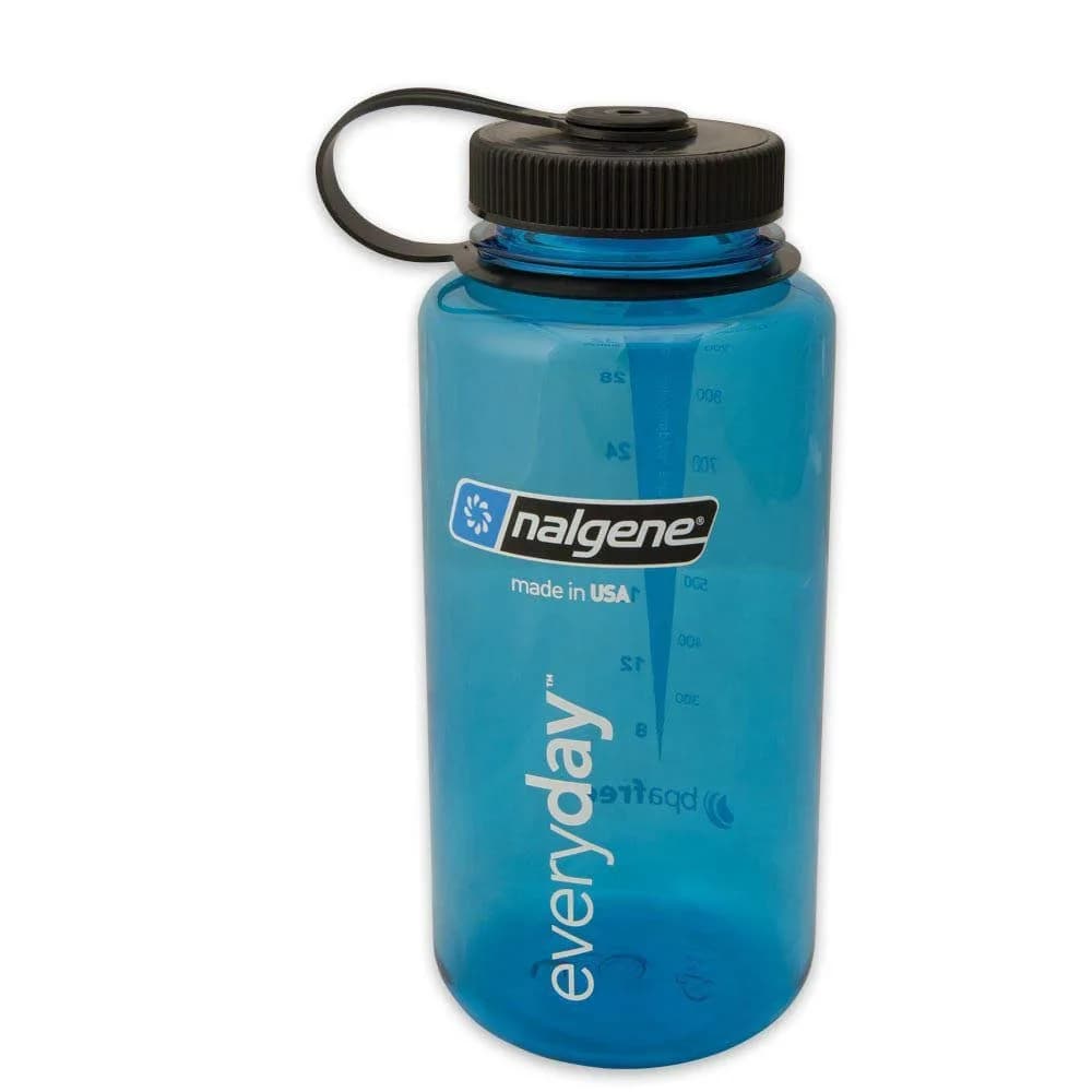 Nalgene Tritan Wide Mouth BPA-Free Water Bottle, Blue w/ Black Cap, 946ml (32oz) | Leak-Proof & Durable for Daily Use - main product image