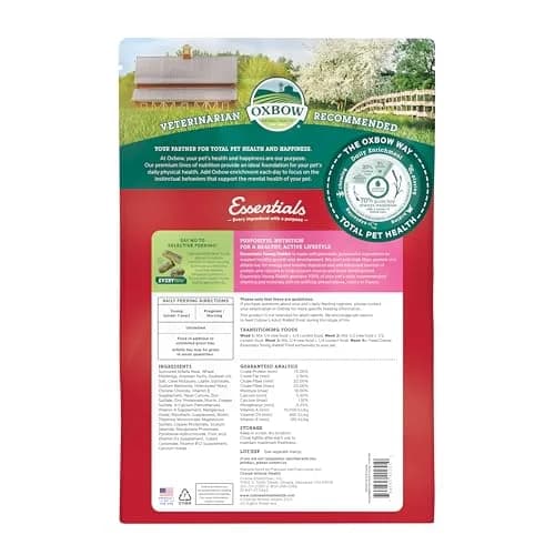 Oxbow Essentials Young Rabbit Food 4.54 kg (10 lb) | High-Fiber Alfalfa Pellets for Healthy Digestion thumbnail 2