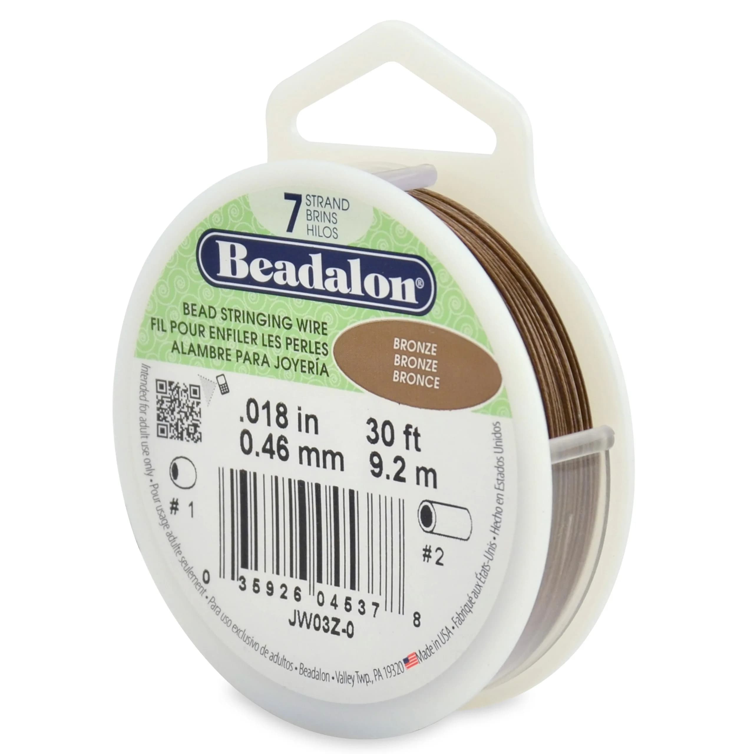 Beadalon 7-Strand Stainless Steel Beading Wire, 0.46 mm (0.018 in) Bronze | 30 ft (9.2 m) Durable & Flexible Wire for Jewelry Making