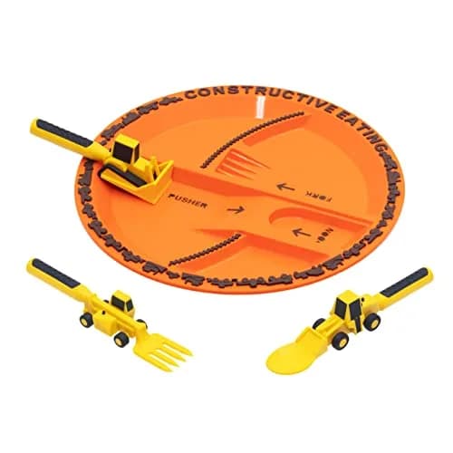 Constructive Eating Construction Plate and Utensils Set - 4-Piece Toddler Dinnerware thumbnail 1