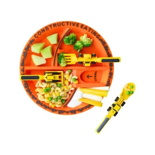 Constructive Eating Construction Plate and Utensils Set - 4-Piece Toddler Dinnerware thumbnail 2
