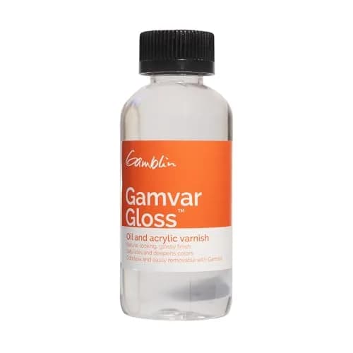 Gamblin Gamvar Picture Varnish 4.2oz | Virtually Odorless, Semi-Gloss Finish, Protects & Enhances Colors thumbnail 1