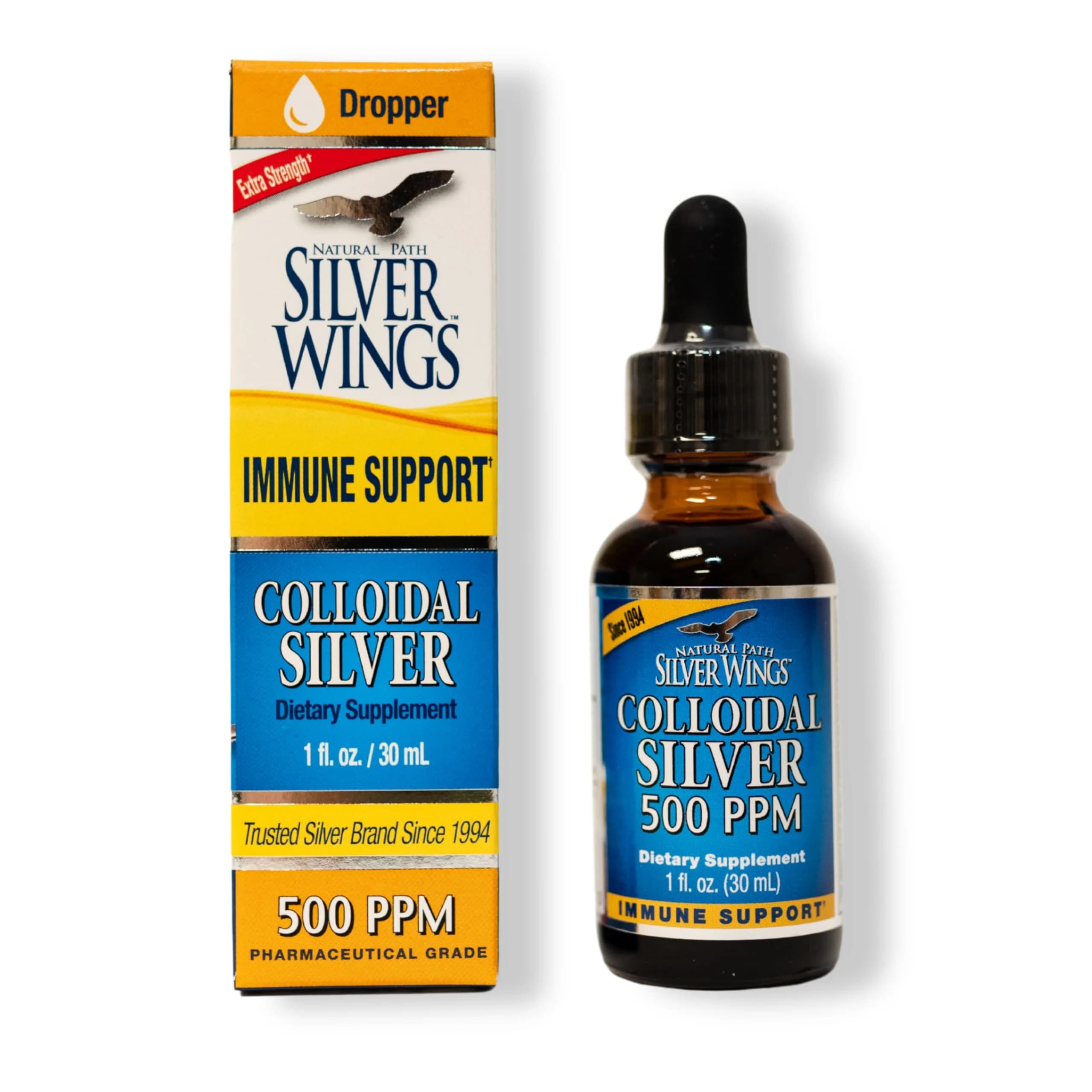 Natural Path Silver Wings Colloidal Silver 500 PPM 30ml (1 Fl Oz) - main product image