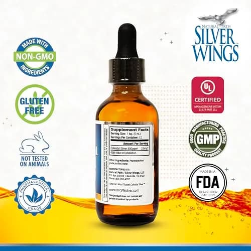 Natural Path Silver Wings Colloidal Silver 500ppm 2 fl oz (59ml) thumbnail 2