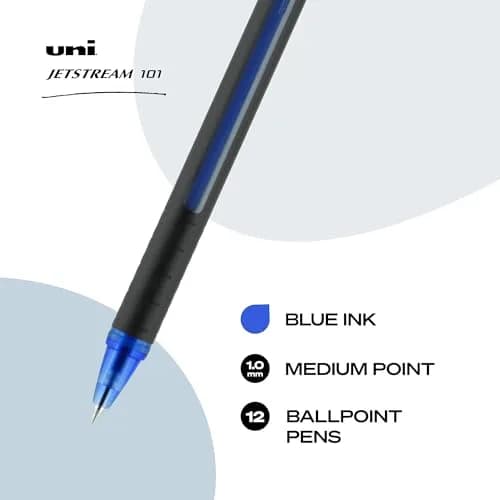 Uni-Ball Jetstream 101 Ballpoint Pens, Medium Point (1.0mm), Blue, 12 Pack | Smooth Hybrid Ink thumbnail 2