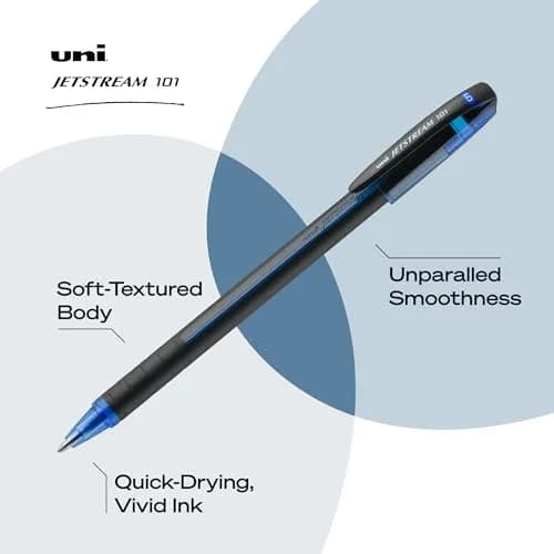 Uni-Ball Jetstream 101 Ballpoint Pens, Medium Point (1.0mm), Blue, 12 Pack | Smooth Hybrid Ink thumbnail 3