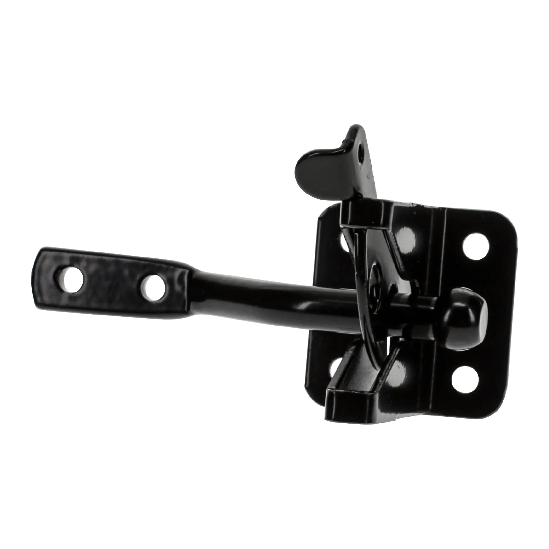National Hardware Automatic Gate Latch, 4 in Strike, Black Steel | Self-Latching for Outswing Gates - main product image