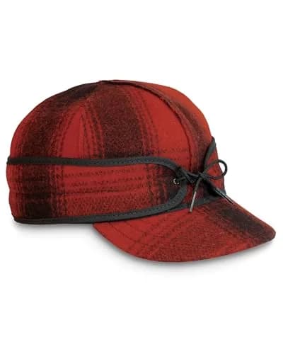 Stormy Kromer The Original Cap, Red/Black Plaid, Size 7 3/8 (19.7 cm) | Classic Wool Blend Winter Hat with Earflaps thumbnail 1