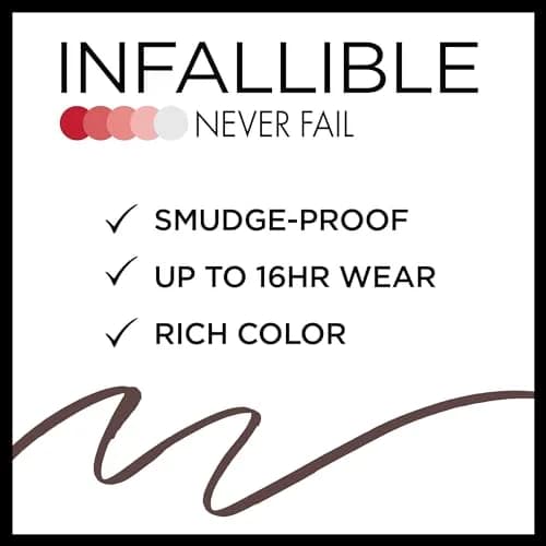 L'Oreal Paris Infallible Never Fail Mechanical Eyeliner Pencil, Brown 0.23g (0.008 oz) | Smudge-Proof Up to 16 Hours thumbnail 3