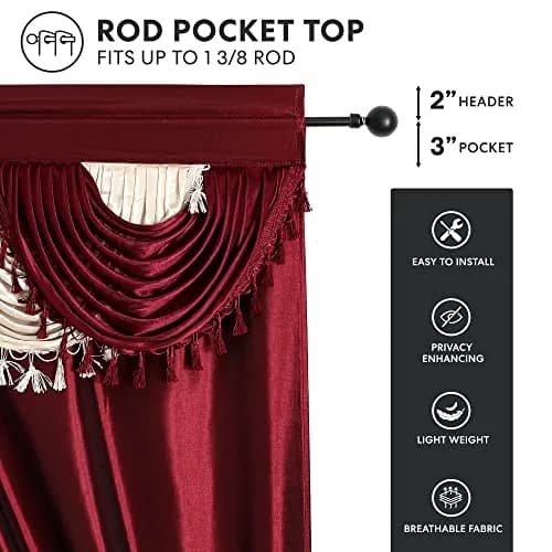 Regal Home Collections Amore 5-Piece Curtain Set - 137cm W x 213cm L Panels | Light Filtering Brick thumbnail 3