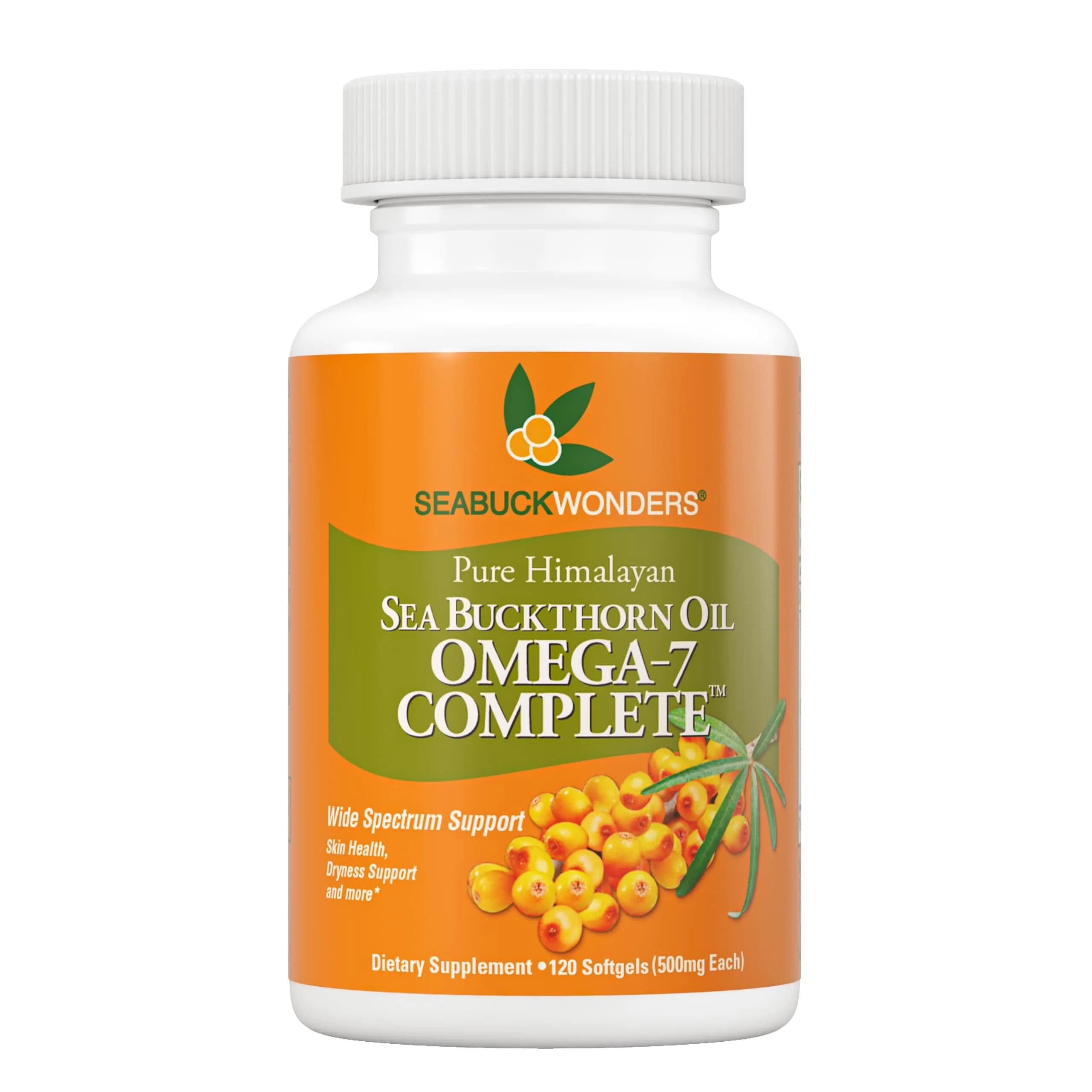 SEABUCKWONDERS Organic Sea Buckthorn Oil Omega-7 Complete, 120 Softgels - main product image