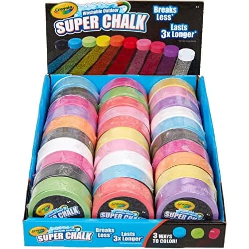Crayola Outdoor Super Chalk Assorted Colours | 30 Pack | 3 Ways to Colour, Ages 4+ thumbnail 1