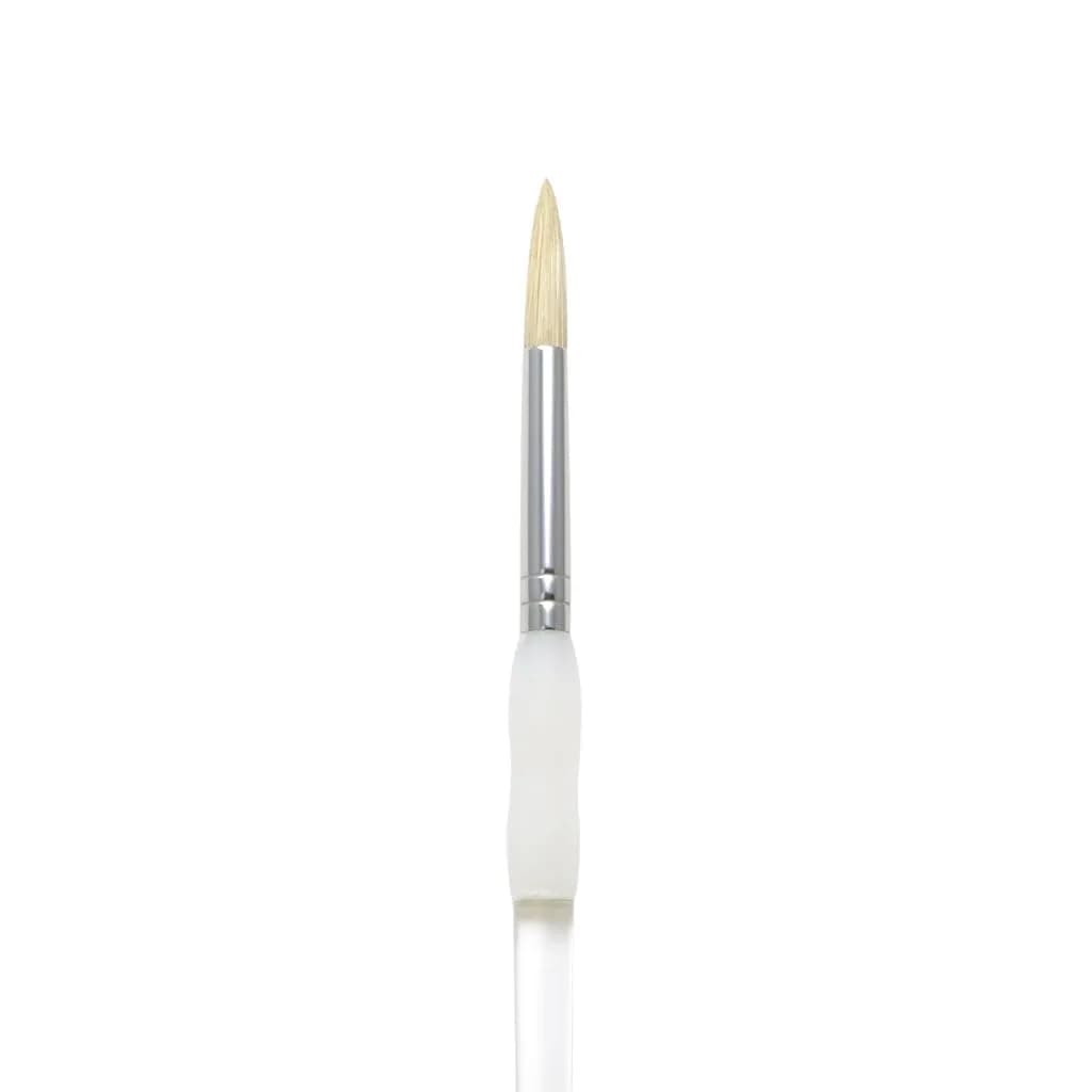 Omnia Soft-Grip Bristle Round Brush Size 3 | Flagged Bristle Artist Brush — Size 3