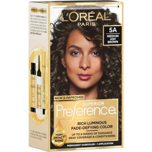 L'Oreal Paris Superior Preference 5A Medium Ash Brown Permanent Hair Color | Fade-Defying Shine System thumbnail 1