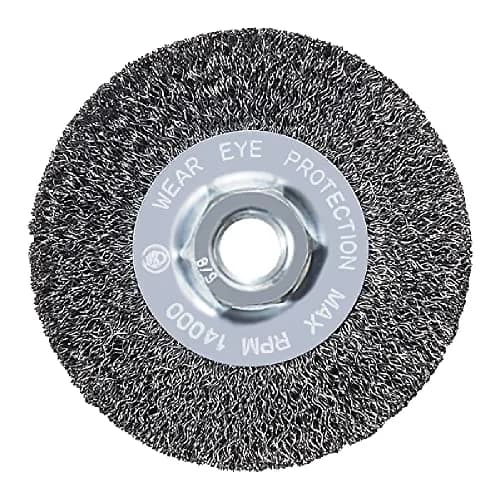 Mercer Abrasives 187010 - 4" x 1/2" x 5/8"-11 Crimped Wire Wheel, .014 Carbon Steel Wire | Heavy-duty Abrasion Tool thumbnail 1