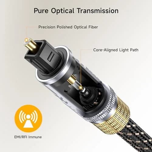 Cable Matters Premium Short Optical Audio Cable, Toslink Cable, 3ft | High-Fidelity Digital Connection thumbnail 4