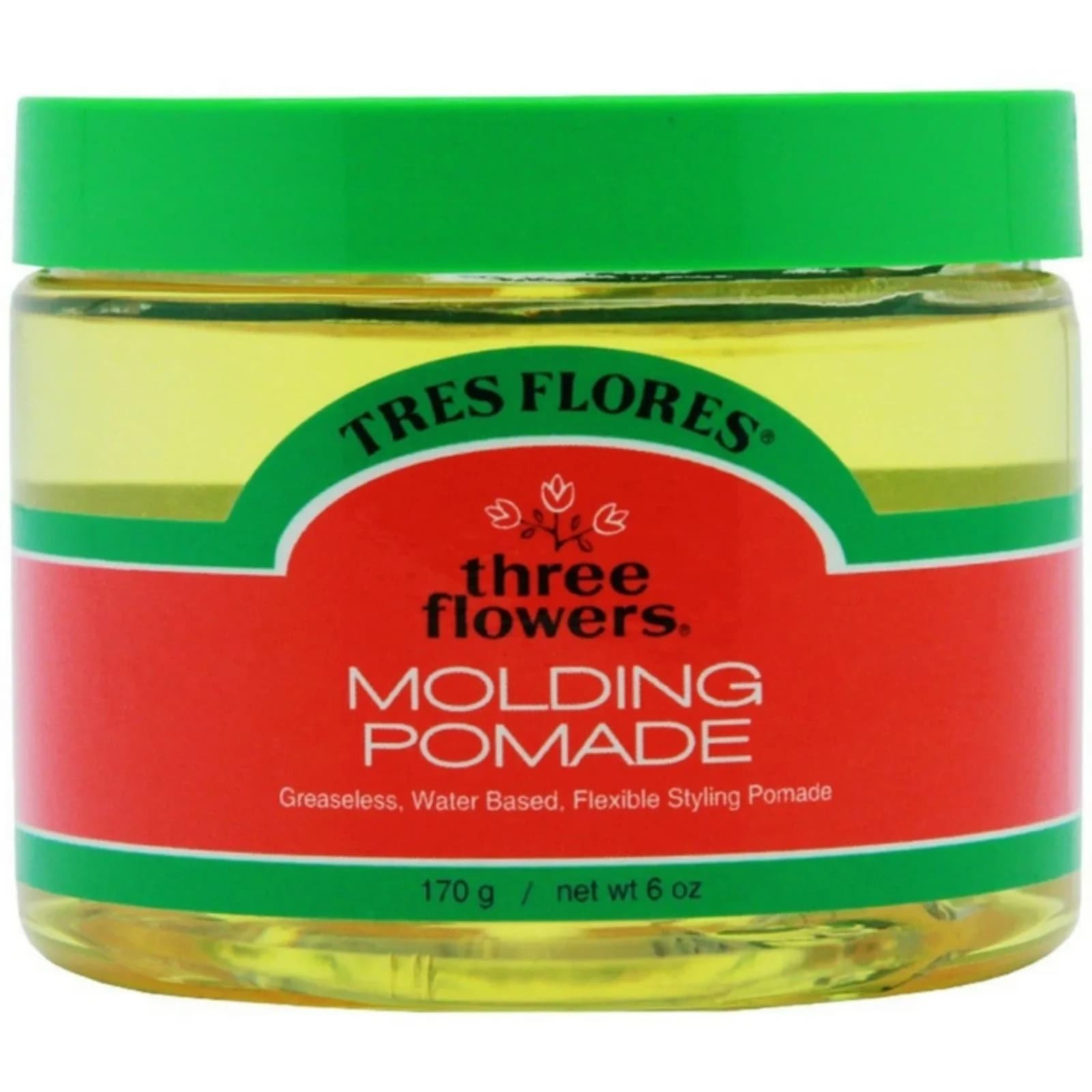Three Flowers Molding Pomade, 18 oz (54 ml) | Water-Based, Non-Greasy, Classic Fragrance — green