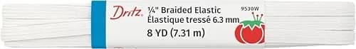 Dritz Braided Elastic 1/4'X8yd-White | Shrink-Resistant, Versatile for Sewing & Crafts thumbnail 1