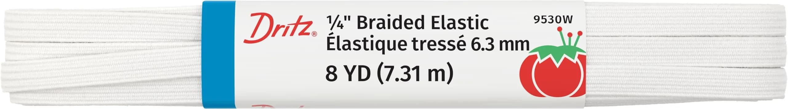 Dritz Braided Elastic 3/8-Inch x 6-Yard | Black Polyester-Rubber for Waistbands & More — White