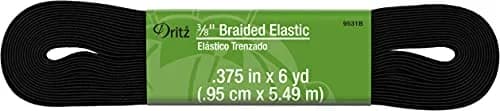 Dritz Braided Elastic 3/8-Inch x 6-Yard | Black Polyester-Rubber for Waistbands & More thumbnail 1