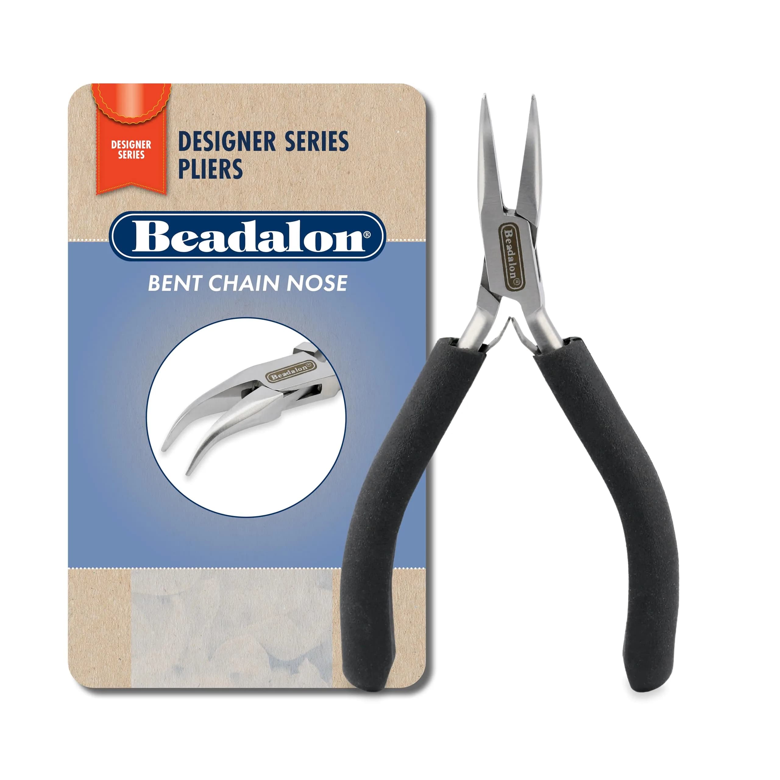 Beadalon Designer Series Bent Chain Nose Pliers, Stainless Steel, 4.75 in | Precision Jewelry Tool - main product image