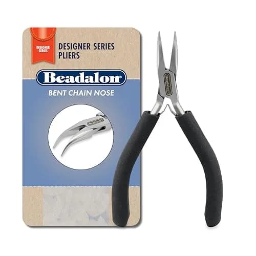 Beadalon Designer Series Bent Chain Nose Pliers, Stainless Steel, 4.75 in | Precision Jewelry Tool thumbnail 1