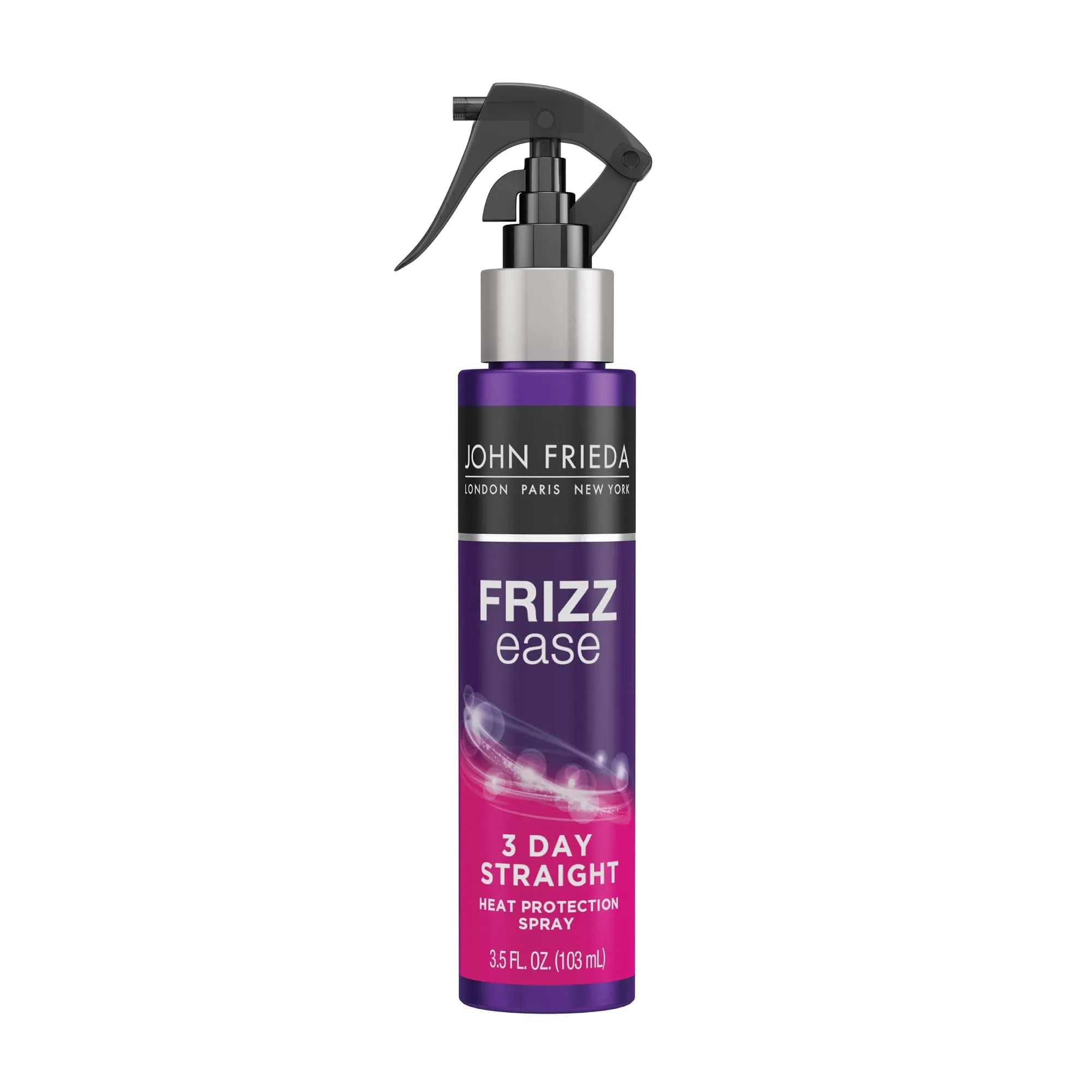 John Frieda Frizz Ease 3 Day Straight Flat Iron Spray 103ml (3.5 Fl Oz) | Heat Activated Keratin Formula for Smooth, Frizz-Free Hair — White