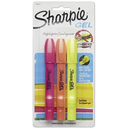 Sharpie Gel Highlighters, 3 Assorted Fluorescent Colors | Smear-Proof, Ink-Free, Long-Lasting Highlighting thumbnail 1