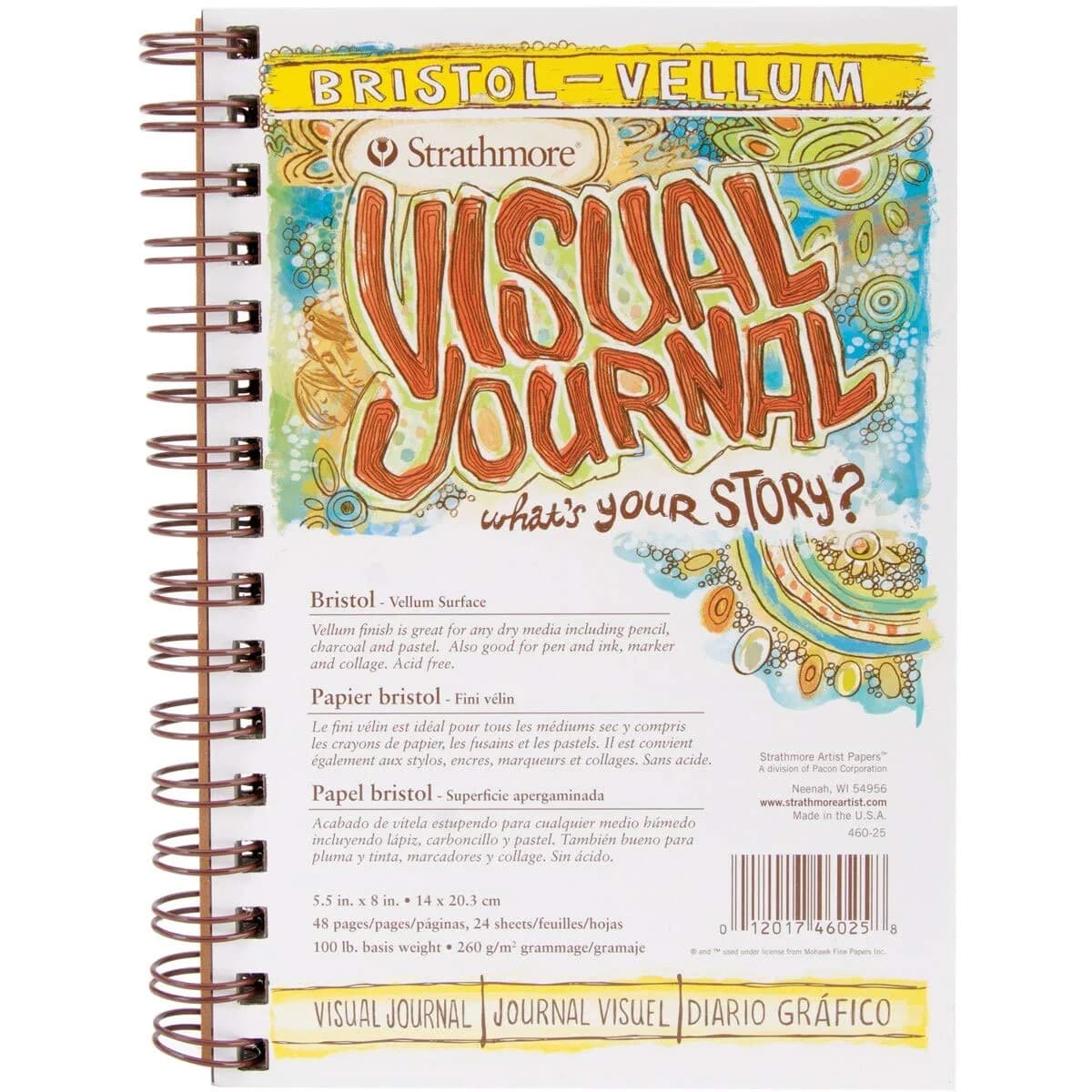 Strathmore 300 Series Visual Bristol Journal 5.5"x8.5" Vellum Wire Bound 24 Sheets - main product image