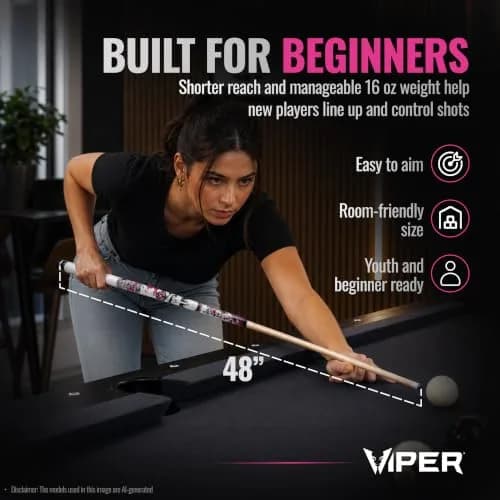 Viper by GLD Products Junior 48" Pool Cue, Pink Bones, 16 Oz | 2-Piece Maple Hardwood thumbnail 6