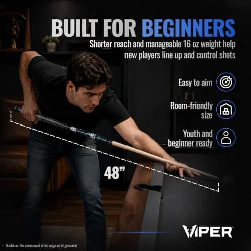 Viper by GLD Products Junior 48" Pool Cue, Rock & Roll, 16 Oz | Shorter cue for tight spaces thumbnail 5