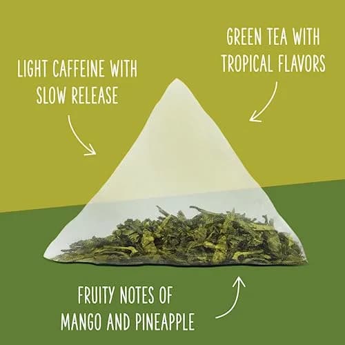 Two Leaves and a Bud Organic Tropical Green Tea Bags, 15 Count | Refreshing, Full Leaf Sencha in Eco-Pack thumbnail 3
