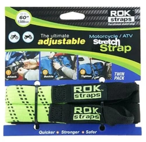 ROK Straps Hi-viz Green Cargo Strap 60 inches | Adjustable Motorcycle Tie-Downs for Bikes & Off-Road thumbnail 1