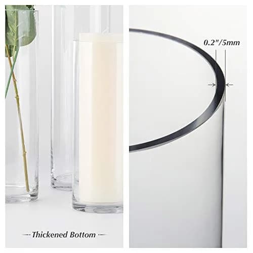 WGVI Thick Weighted Clear Cylinder Glass Vases 3" W x 12" H | Elegant Floral Display thumbnail 8