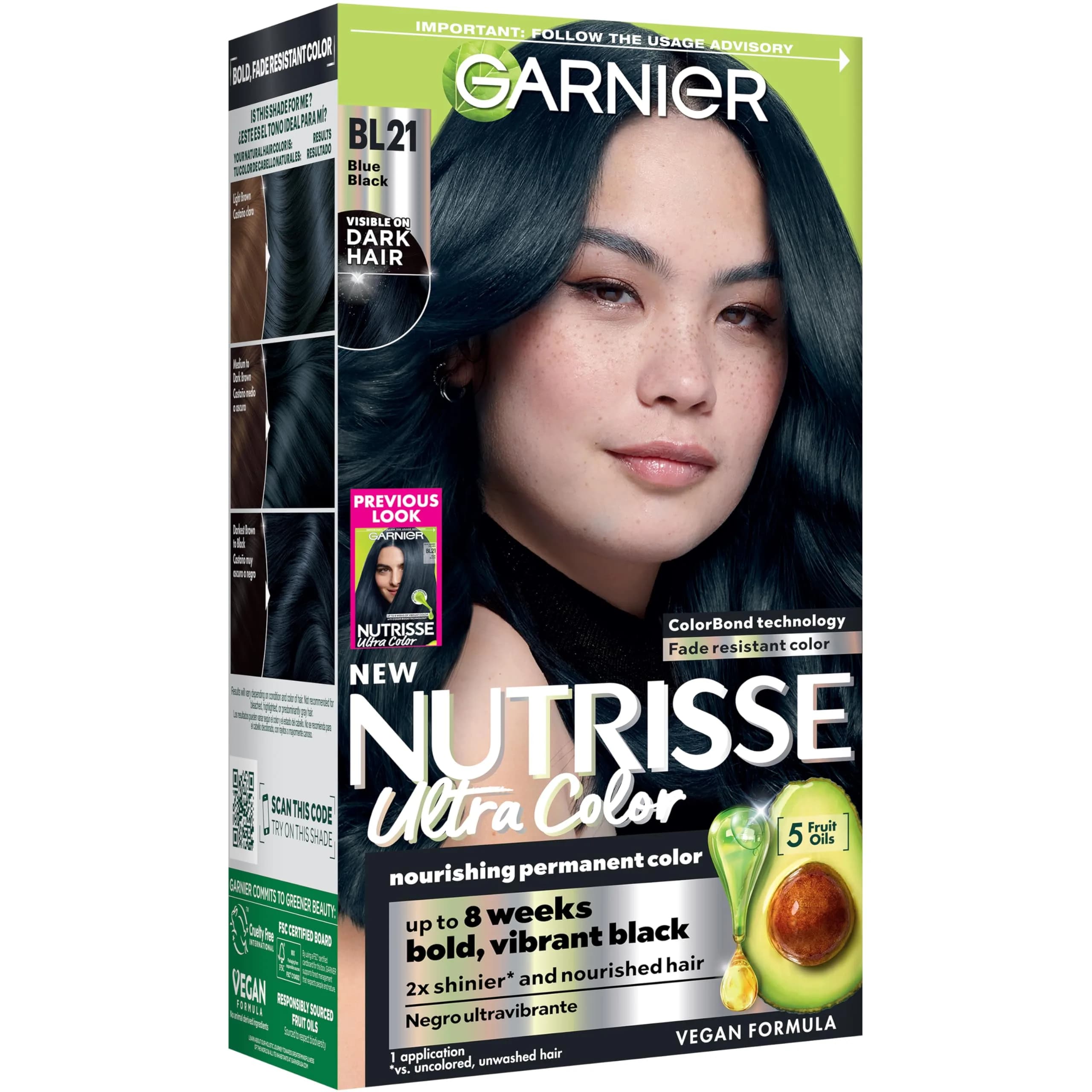 Garnier Nutrisse Ultra Color R2 Medium Intense Auburn Hair Dye | Permanent, Vegan & Cruelty-Free — Blue Black