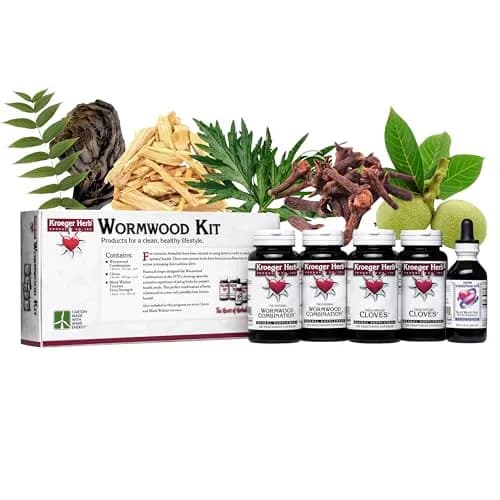 Kroeger Herb Products Wormwood Herb Supplement Kit with Black Walnut, Clove & Quassia | 2 fl oz (59 ml) thumbnail 1