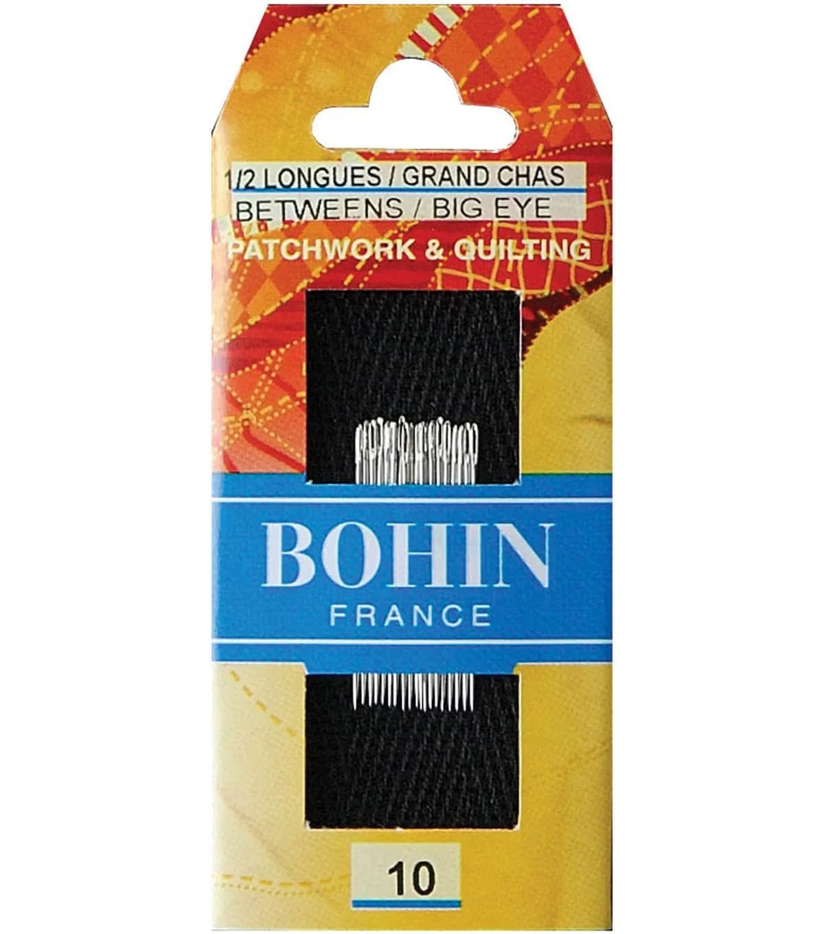 Bohin Big Eye Hand Quilting Needles Size 10 (20 Pack) | Precision Quilting & Patchwork Tool — Silver