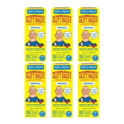 Boudreaux's Butt Paste Original Diaper Rash Ointment 12 oz (2 oz Tubes, Pack of 6) | Pharmacist-Developed Skin Protectant thumbnail 1