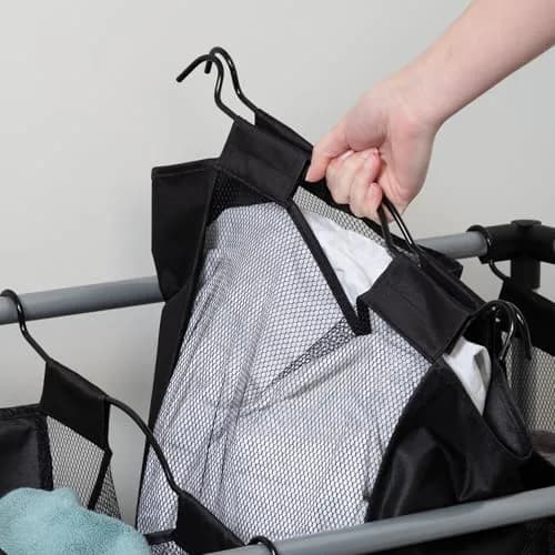 Honey-Can-Do Triple Laundry Sorter with Mesh 3 Bags | Modern Steel/Black Design thumbnail 3