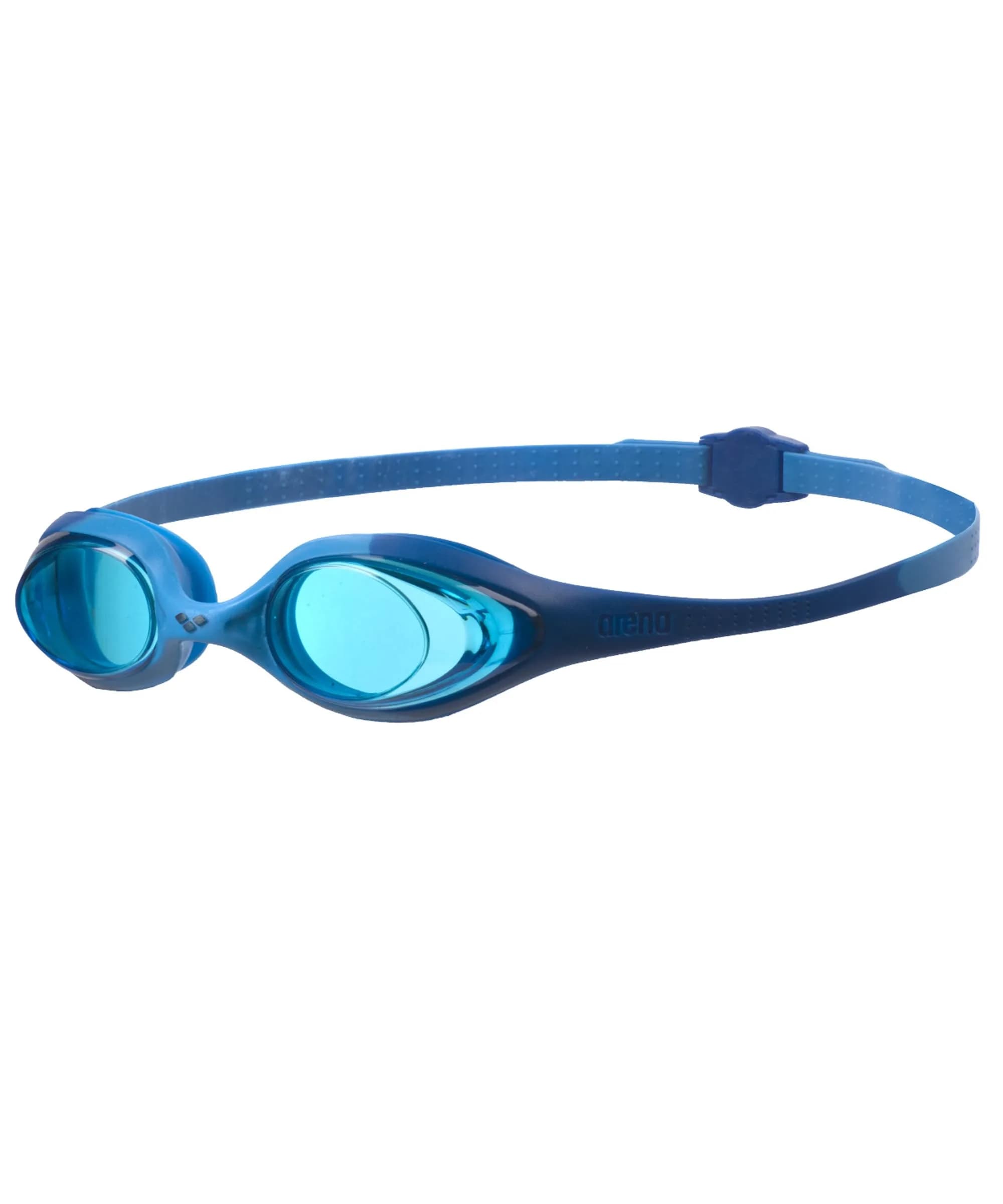 ARENA Unisex Youth Spider Junior Swim Goggles No Fog Non-Mirror Lens | Easy Adjust Strap, No Leak, Ages 6-12 — Blue/Lightblue/Blue